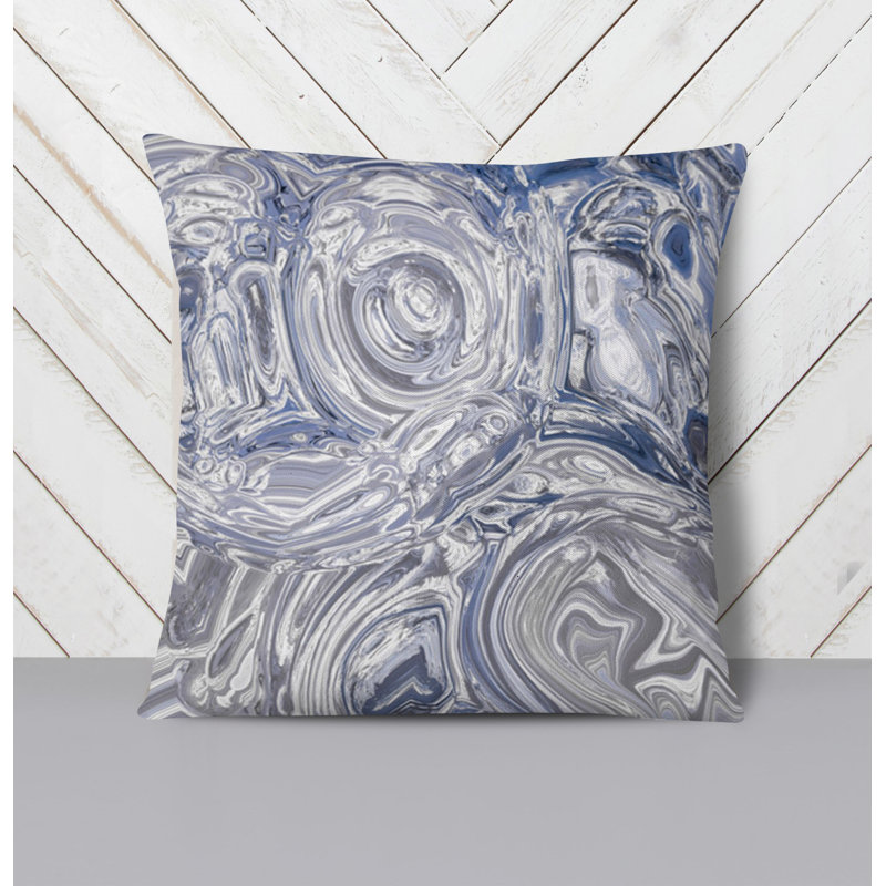 Throw Pillow With Insert, Blue/Gray Abstract 6, 20"H x 20"W