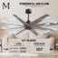Ariella - Eight Blade Ceiling Fan - Brushed Brass Finish - Matte Black Blades-1855432167-1855432148