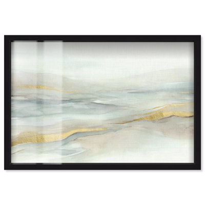 Marées murmurantes - Ira Comleva, grande estampe abstraite en une seule pièce, encadrée sous verre, format surdimensionné, 72 x 48 pouces, par Art Remedy, cadre noir