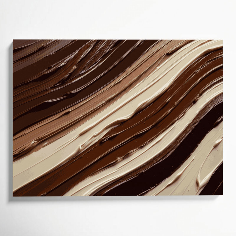 Toile horizontale rayée beige brun chocolat brun, H 11 po x l 14 po