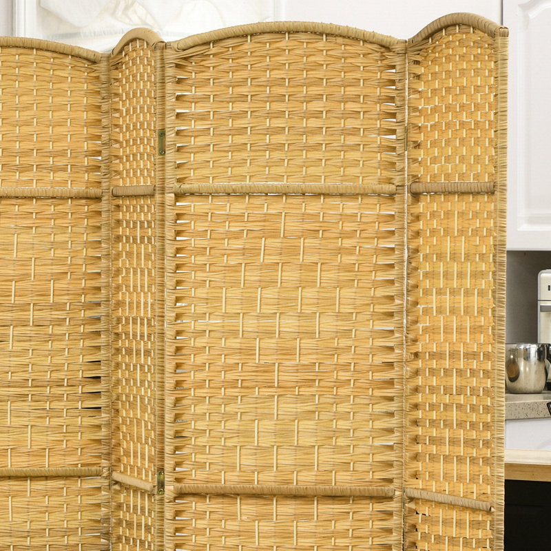 Paravent tissé à la main - 6 pi de hauteur en bois naturel pour chambre à coucher et bureau