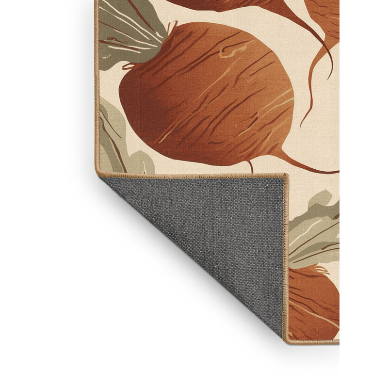 Tapis brun doux et moelleux à motif de radis Paramus, 7 x 10