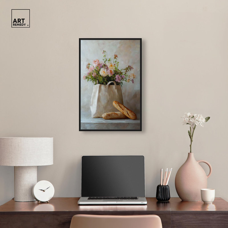 «Chic Carryall II Canvas Elegant Farm House» par Art Remedy, H 25 po x l 17 po, Structure noire