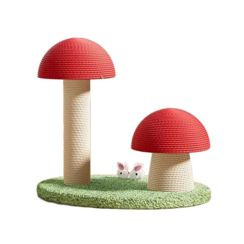 Poteau à griffer créatif en forme de champignon, fabriqué en sisal durable et sans perte de poils, avec un design vertical qui sert à la fois d'aire de jeu et de poteau à griffer pour les chats.