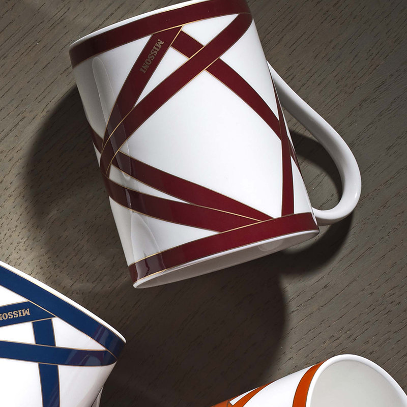 Nastri Bone China Coffee Mug, Bordeaux