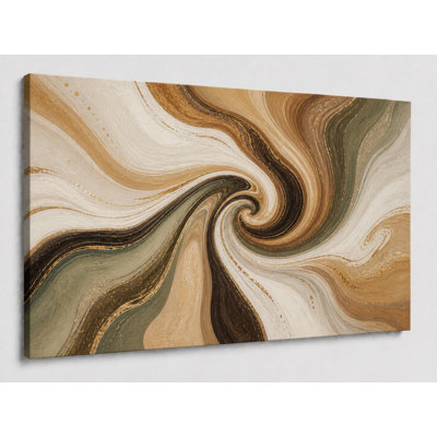 Grande impression abstraite sur toile à motif de tourbillon de tons terreux, œuvre d'art moderne pour le salon, chambre à coucher, impression sur toile sans cadre 24 x 36 pouces - prête à être accrochée