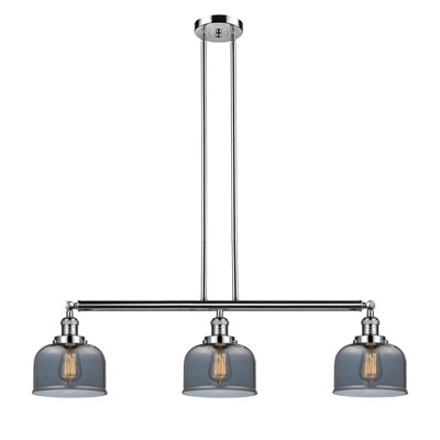 Jebediah 3-Light Metal Kitchen Island Pendant with Glass Shades