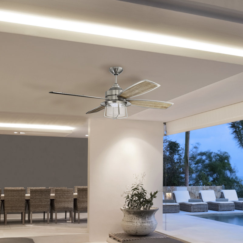 52'' Ceiling Fan with LED Lights, Brushed Polished Nickel