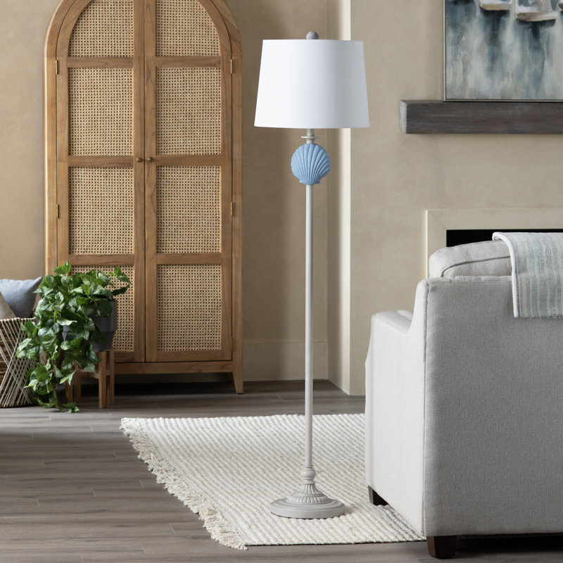 Lampe sur pied en métal avec abat-jour en lin