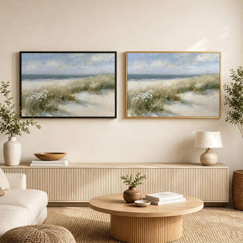 Art mural sur toile de plage avec dunes, 8 x 12 po, Noir