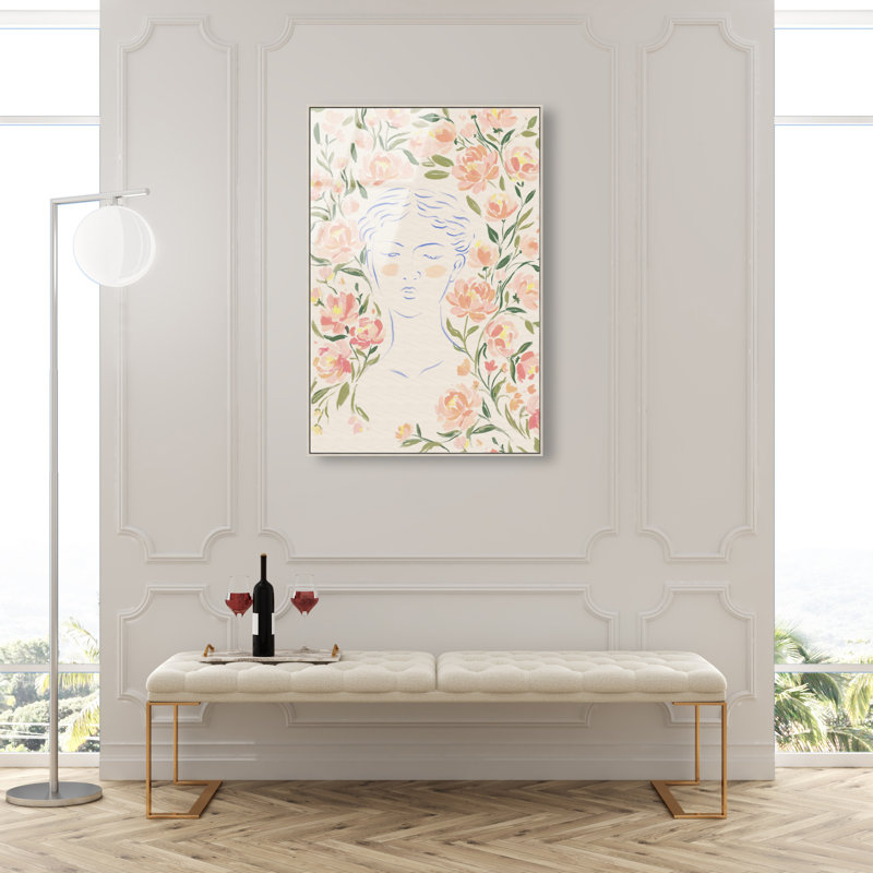Artemis And Flowers Print by Oliver Gal, 16"H x 11"W, Silver Floater Frame