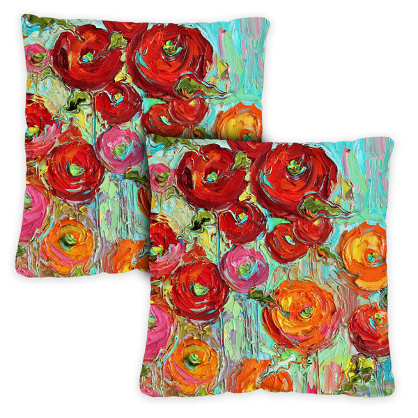 2Pcs 18x18in Throw Pillow Covers Home Decor Rose Print Cushion Cover  Without Filler, Romantic Throw Pillow Case, Pillow Insert Not Include, For  Sofa, Living Room,Sofa Pillowcases Red Rose Flower