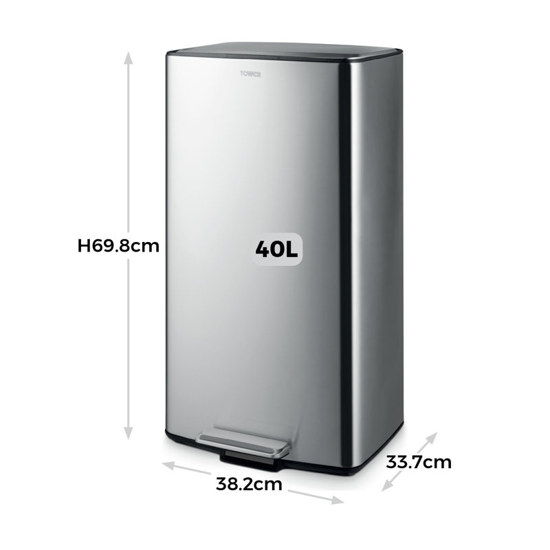 40 Litre Step On Recycling Bin, Grey