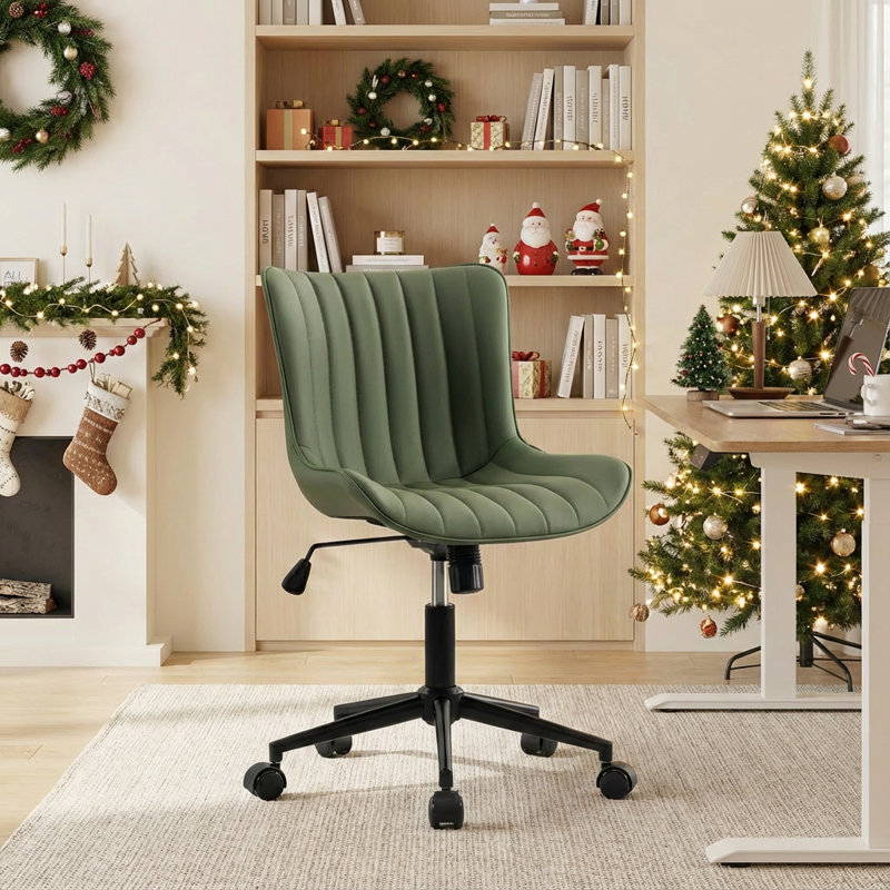 Brionni Leather Swivel Task Chair with Casters, Olive Green Seat/ Olive Green Frame