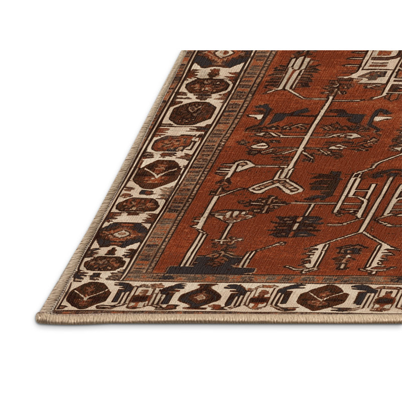 Tapis brun lavable à la machine, Rond 5 pi