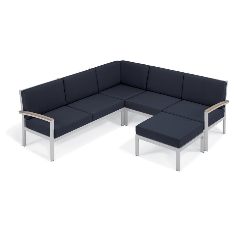Travira Outdoor Ottoman, Midnight Blue