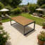 Tables de patio durables, plateau d'aspect bois d'acier, table basse d'extérieur moderne