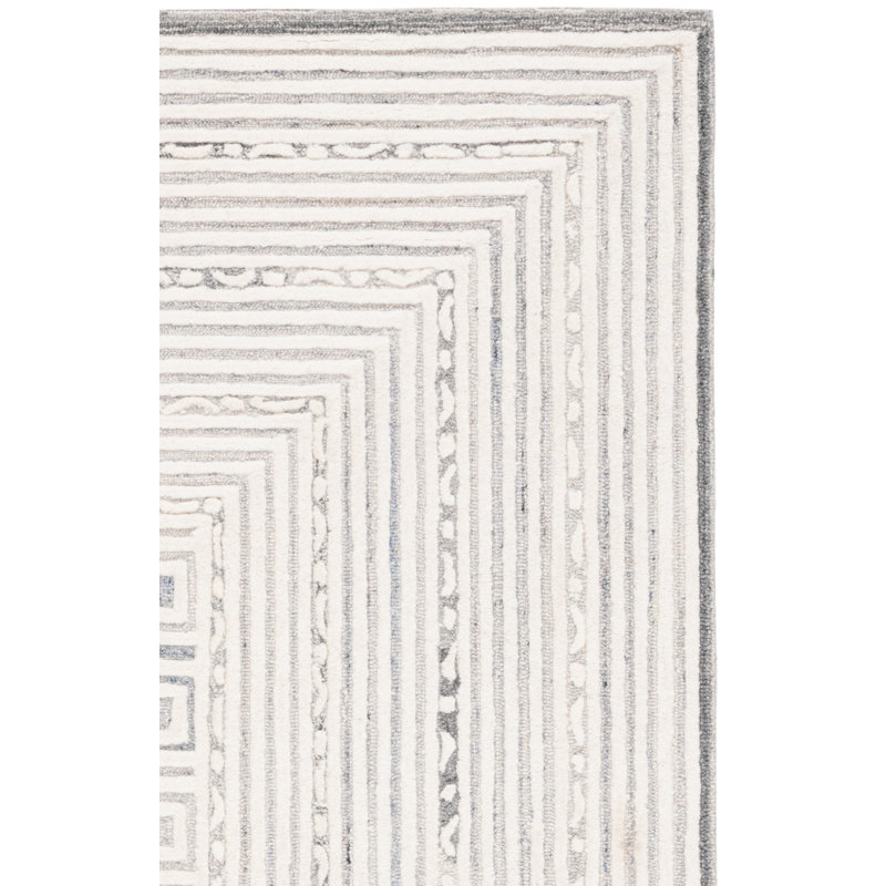 Willabella Ebony Hand Tufted Wool & Cotton Geometric Rug, Rectangle 8' x 10'