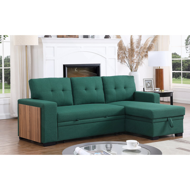 3 - Piece Upholstered Sectional, Green Linen