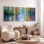 Tableau abstrait sur toile tendue « Reflets de forêt colorée » (lot de 3)-855334833