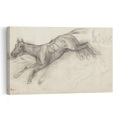 Study For Scene From The Steeplechase: The Fallen Jockey, 1866 Abstract Contemporary Horse Animal Wall Art Print by Edgar Degas - 1 Piece Wrapped Canvas Wall Art