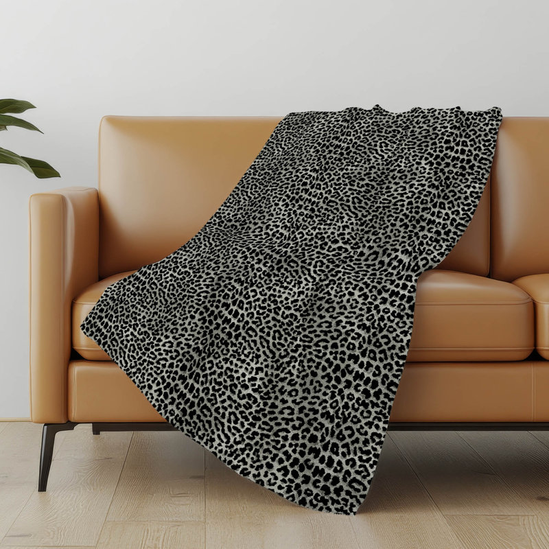 Addison Machine Washable Sherpa Leopard Throw Blanket, Shadow