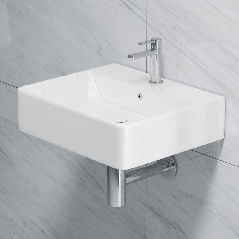 Lavabo de salle de bain mural rectangulaire en porcelaine vitrifiée avec trop-plein 20 po x 16 po Turner