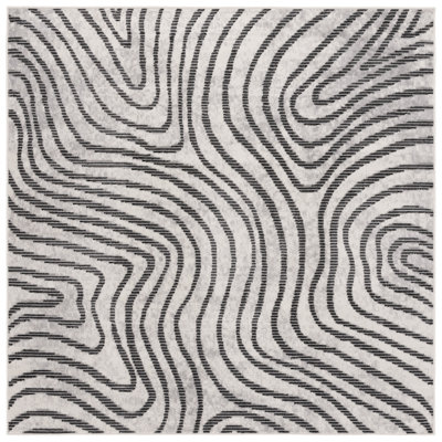 Madee Temple Bcf/Jute/Latex/Overlock Abstract Rug in Beige/Black