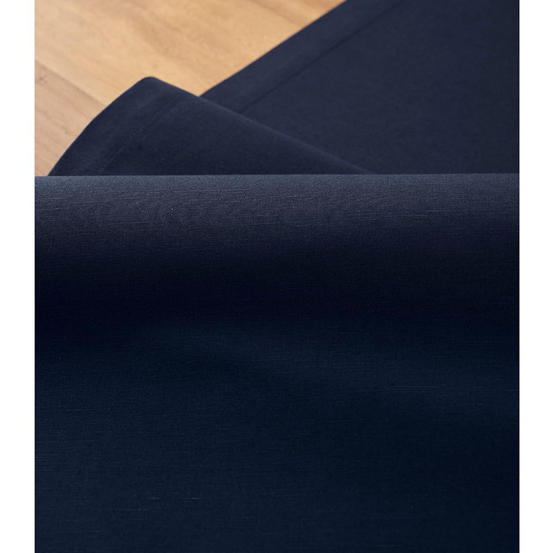 Chemin de table en coton et lin - Bleu marine - Fabriqué à la main et lavable à la machine, conception Dru, pour table de salle à manger, décoration d'hiver