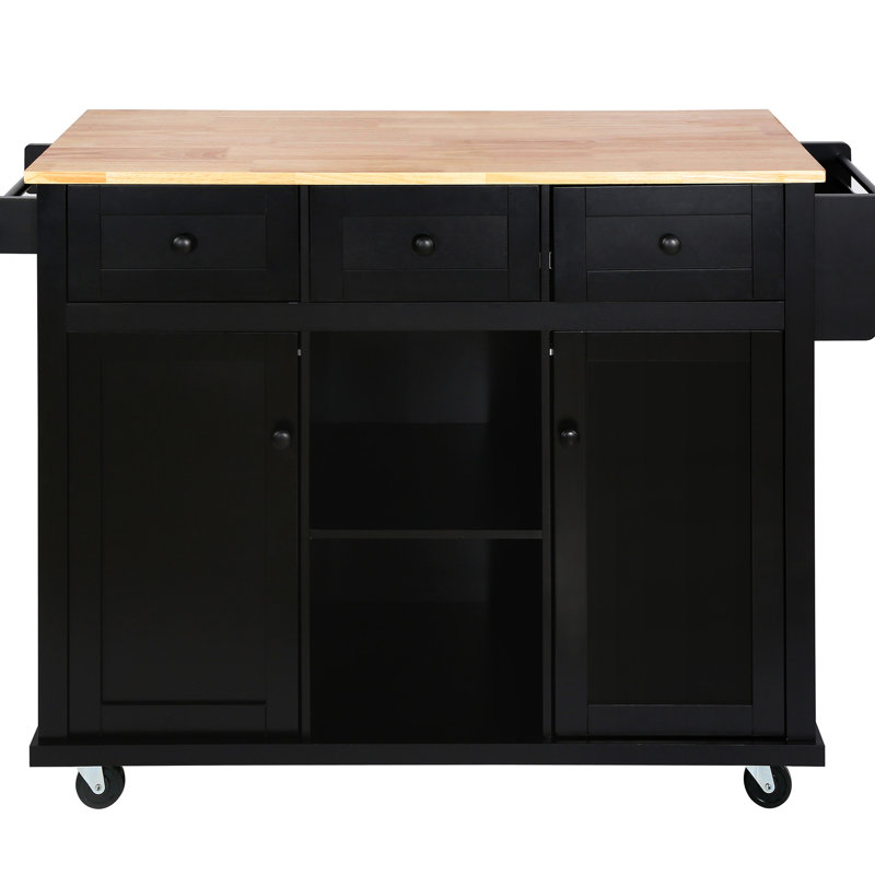 Chariot de cuisine Space avec support en métal et cadre de rangement de tiroir noir, Black