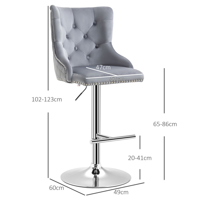 Upholstered Adjustable Height Counter Stool with Metal Frame