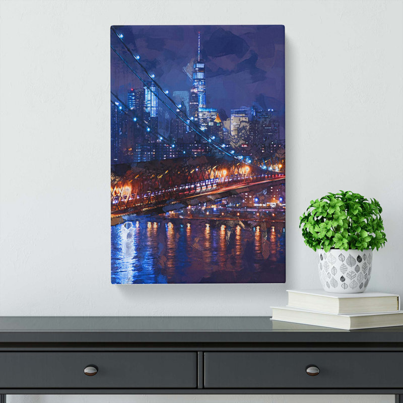 View Of New York City In Abstract - Wrapped Canvas Print, 76cm H x 50cm W x 3cm D