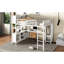 Grand lit mezzanine en métal avec garde-robe et bureau, blanc, uni, peu encombrant, facile à assembler pour les adolescents et les adultes, taille, garde-robe, robuste, économie-359131881