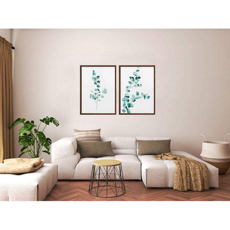 «Eucalyptus Leafs», ensemble de deux reproductions d'art encadrées, Noir, H 40 po x l 60 po