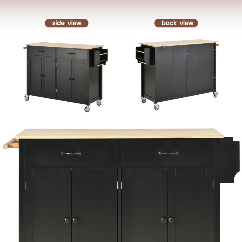 Ayyan Wood Kitchen Cart, Black