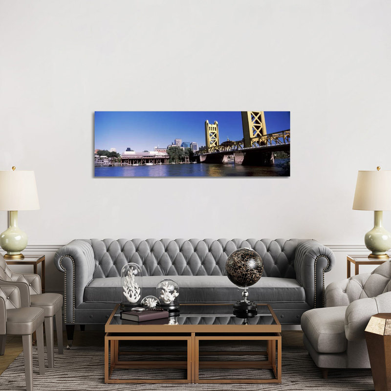 Tower Bridge, Sacramento, CA 1 Piece Wrapped Canvas Panoramic Wall Art, 152.4 cm H x 50.8 cm W x 1.91 cm D