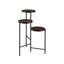Black Finish Flower Stand With 3 Open Compartments And Foldable Metal Legs Holder Straight Leg Frame
