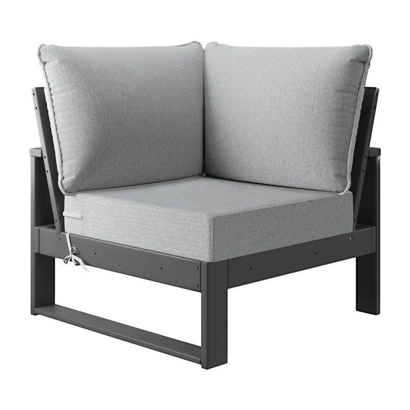 Chaise de coin de patio à assise profonde avec cadre, Gris, Gris clair