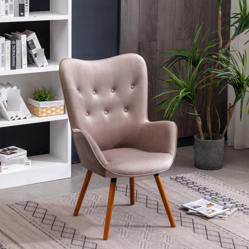 Chaise en velours brun chocolat foncé à dossier boutonné, chaise contemporaine stable, pieds en bois massif, rembourrage luxueux
