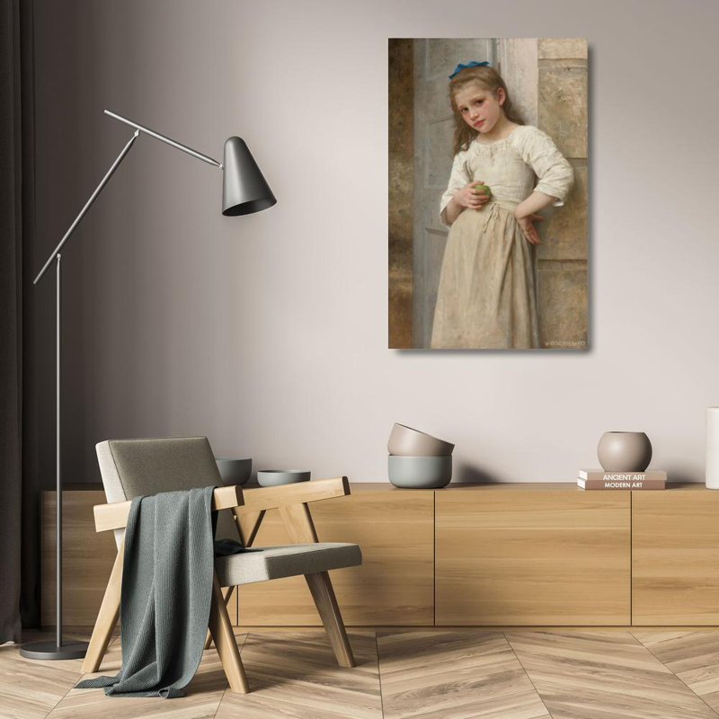 «Yvonne on the Doorstep» par William Bouguereau - Toile tendue avec châssis, H 24 po x l 17 po