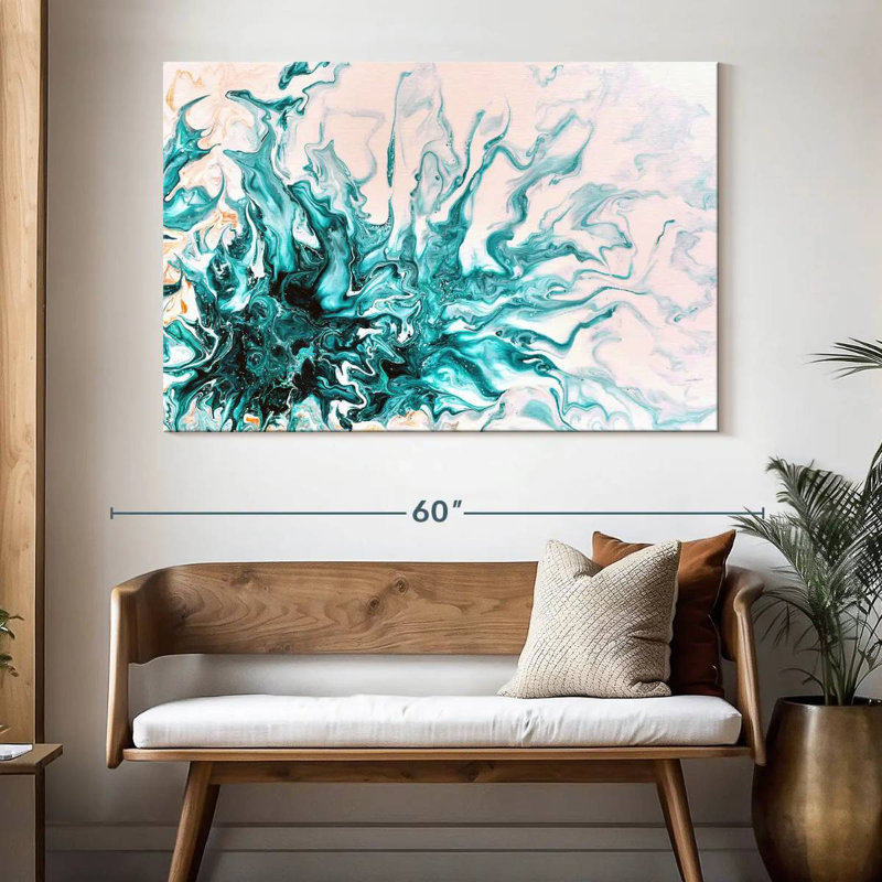 Avery Turquoise Dynamic Abstract, 34" H x 51" W