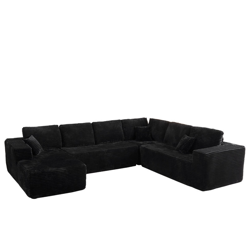 Modern Upholstered Obayemi with Pillows - Spacious U - Shaped, No Assembly Required, Compression Sofa for Living Room Comfort Free Combination