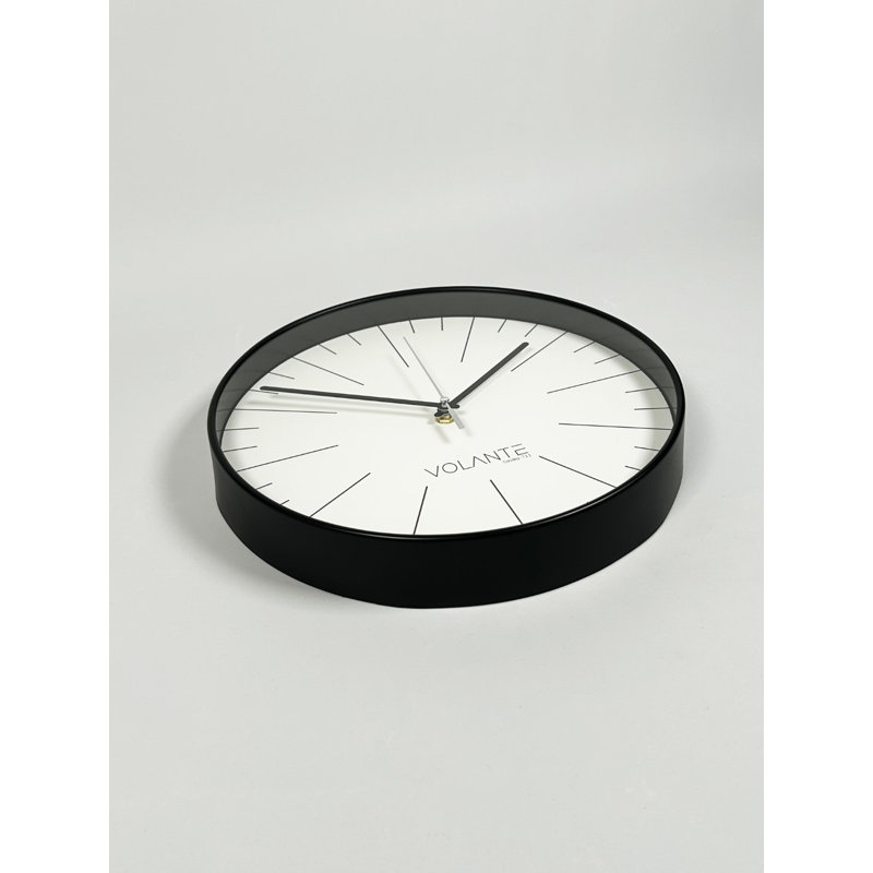 Elegant Decorative Wall Clock, 11.8 inches Diameter, Black Plastic Frame, Real Glass Cover, 1.8 inches Thick | Stylish and Functional Home Decor | Perfect for Living Room, Bedroom, and Office Spaces
