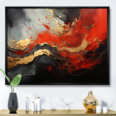 Rouge et feu de marbre doré I - art abstrait sur toile