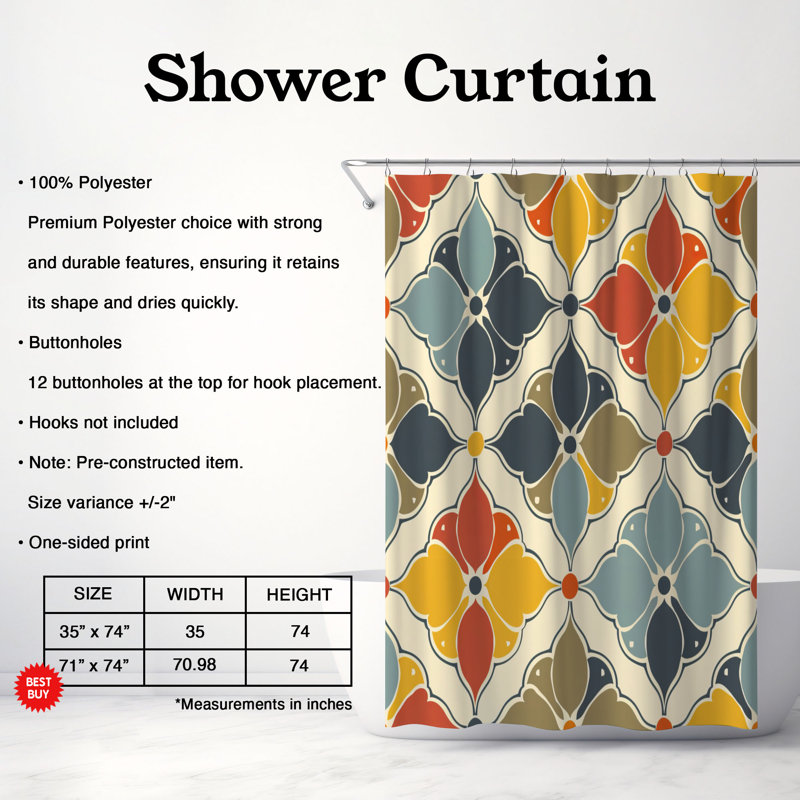 Old Tile - Premium Shower Curtain, 74"H x 71"W