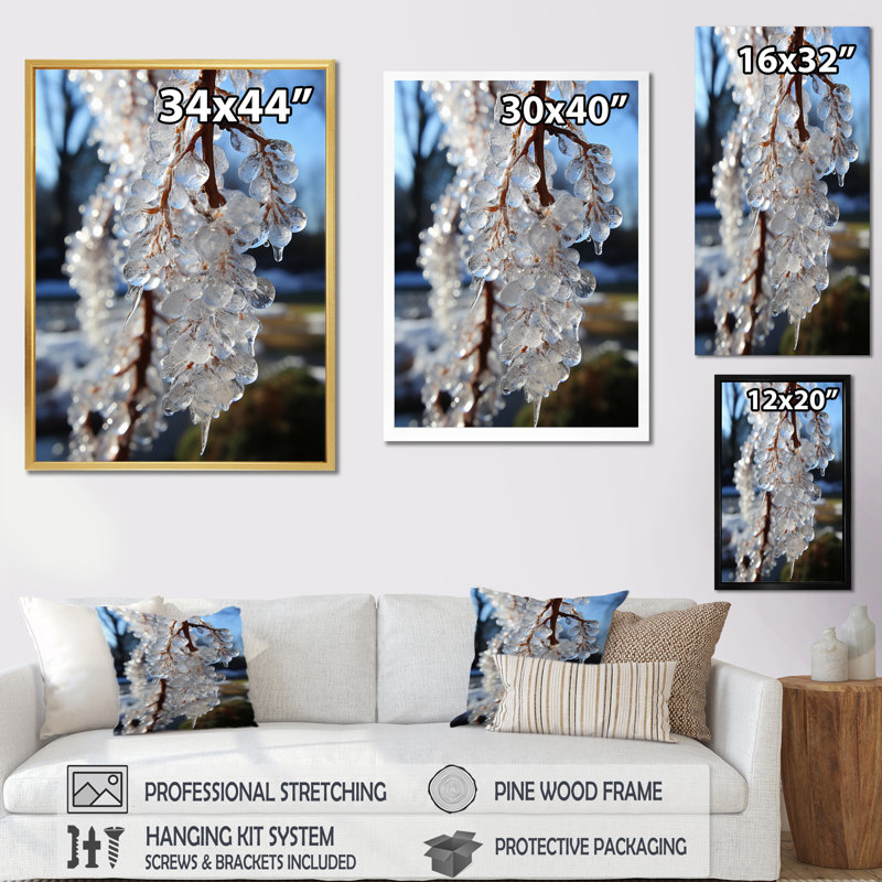 «Icy Tree in Winter II», reproduction sur toile, H 20 po x l 12 po x P 1 po, Cadre flottant blanc