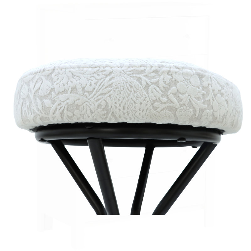 29'' Floral Print Counter Height Bar Stool with Footrest, Set of 2, Upholstered Round Barstools for Kitchen and Dining Room