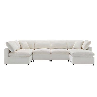 [New SKU Of N723S9583A]130" Modern Modular Cloud Sofa Bed