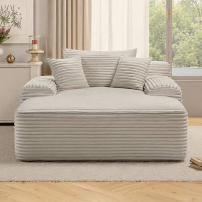 Convertible Boneless Chaise Lounge with Spring Padding and No Assembly