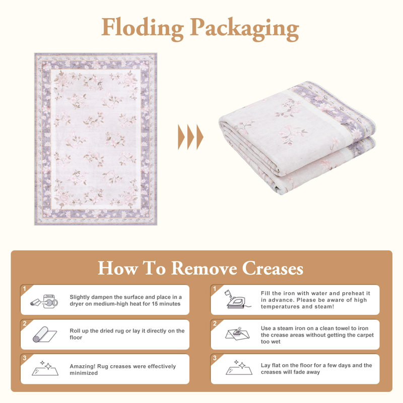Tapis lavable anti-dérapant pour tapis Kaldi Boho, Rectangle 5 pi x 7 pi